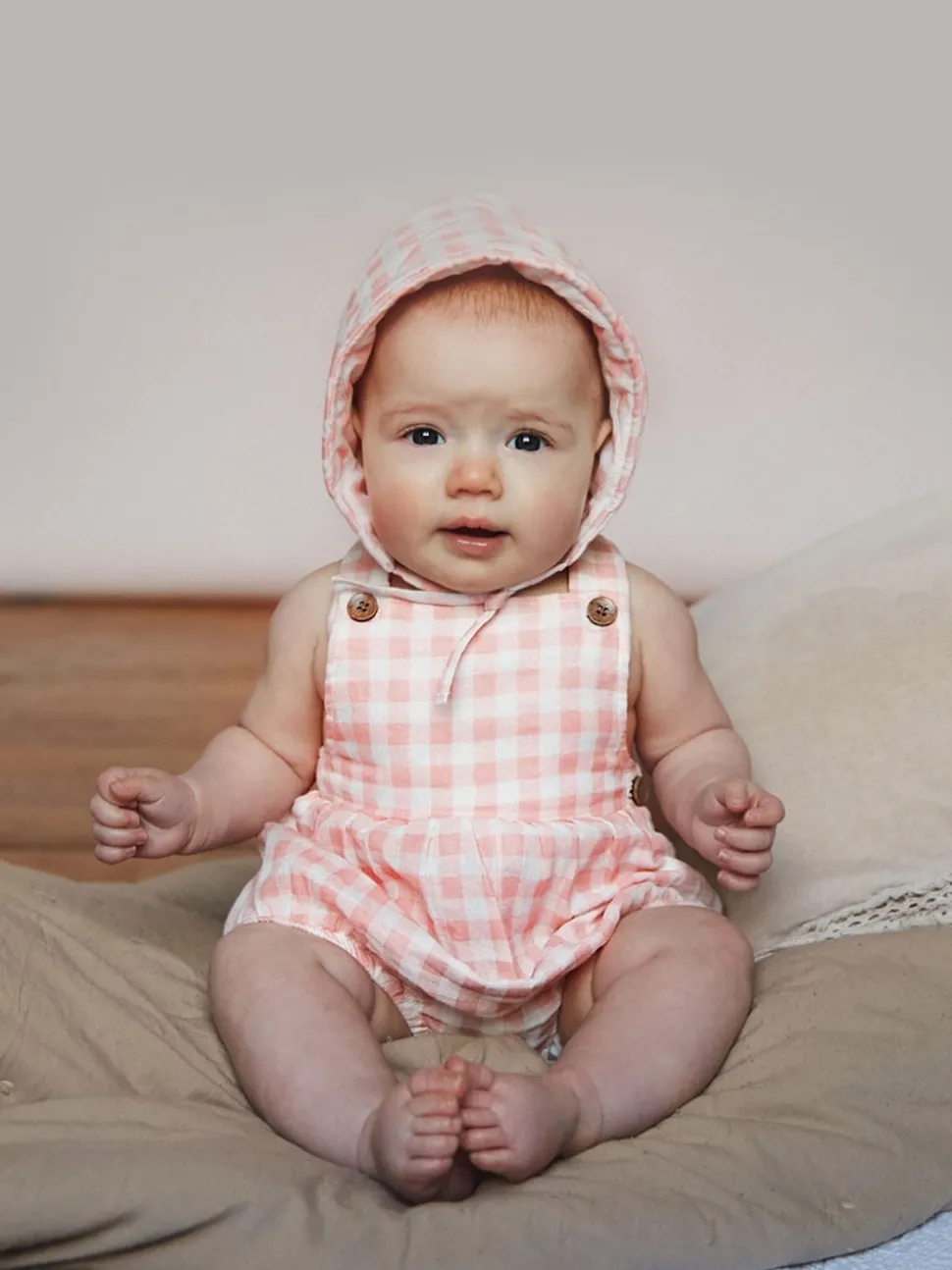 The Little Tailor Baby Woven Shorty 100% Cotton Dungarees
