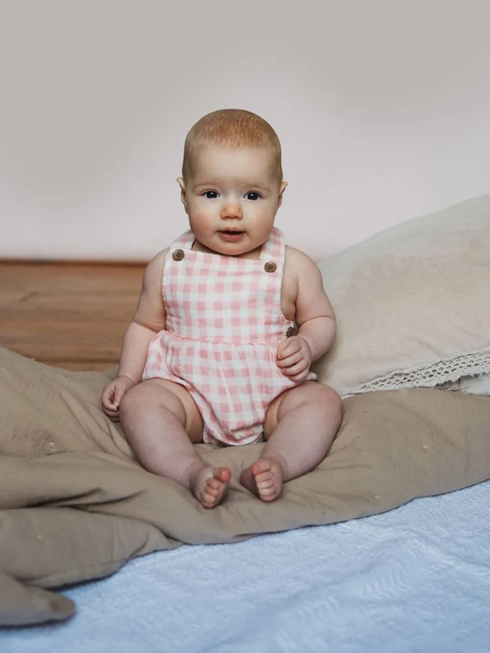 The Little Tailor Baby Woven Shorty 100% Cotton Dungarees