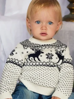 The Little Tailor Christmas Reindeer Fairisle Jumper