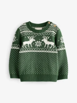 The Little Tailor Christmas Reindeer Fairisle Jumper