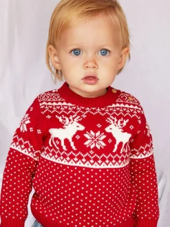 The Little Tailor Christmas Reindeer Fairisle Jumper