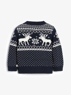 The Little Tailor Christmas Reindeer Fairisle Jumper