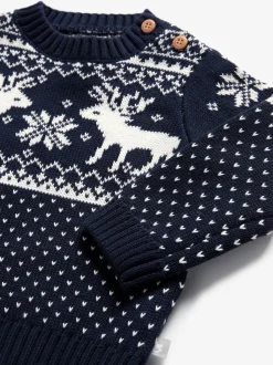 The Little Tailor Christmas Reindeer Fairisle Jumper