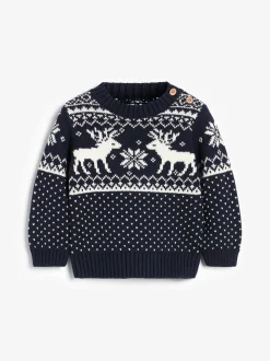 The Little Tailor Christmas Reindeer Fairisle Jumper