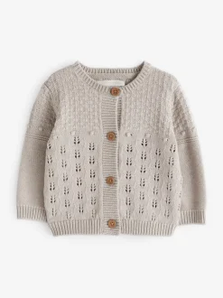 The Little Tailor 100% Cotton Pointelle Knitted Cardigan