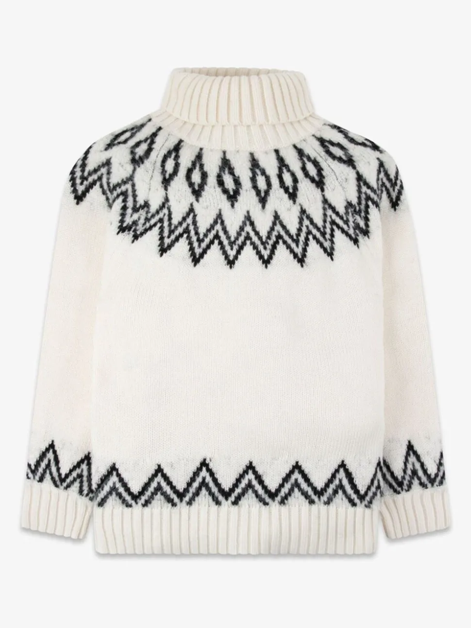 The Little Tailor Kids Cream Diamond Fairisle Knitted Christmas Jumper