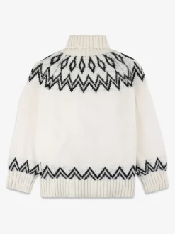 The Little Tailor Kids Cream Diamond Fairisle Knitted Christmas Jumper