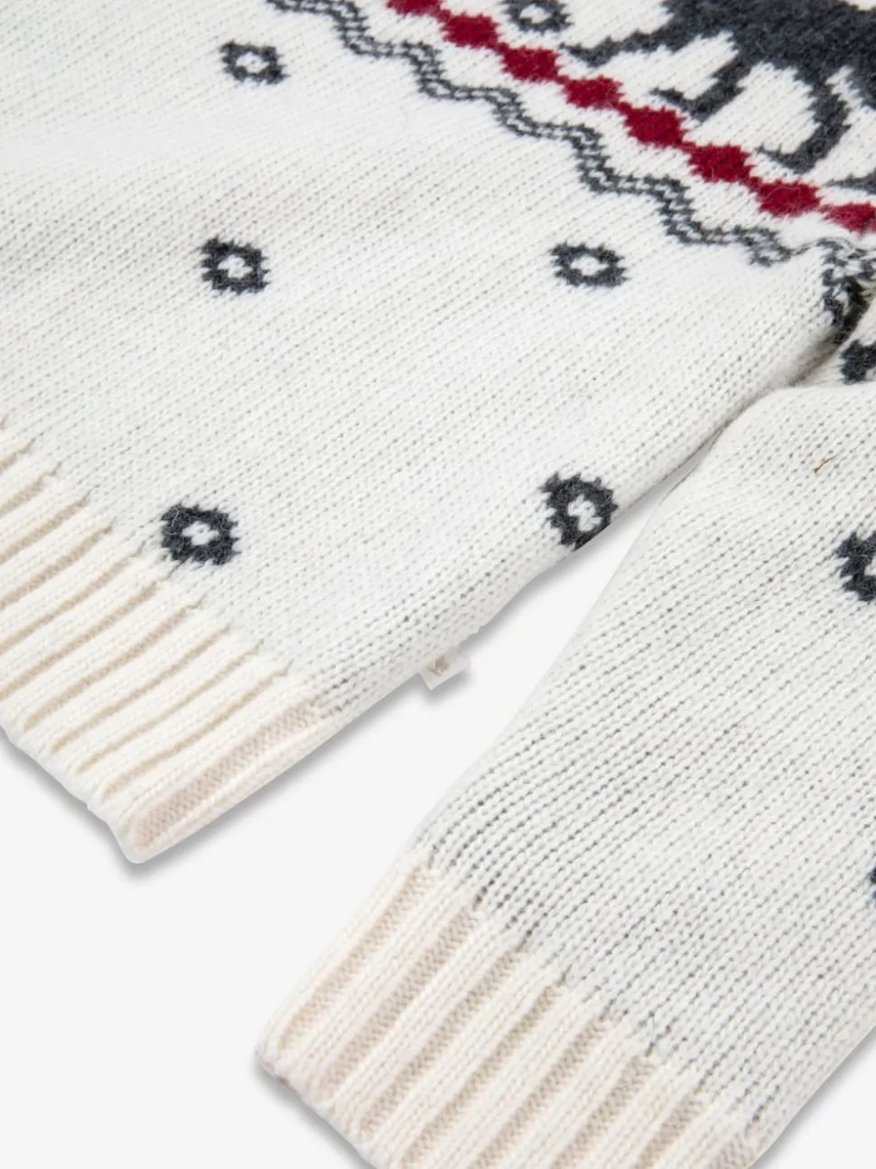 The Little Tailor Kids Cream Festive Fairisle Funnel Neck Christmas Jumper