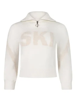 The Little Tailor Kids Cream Zip Neck Relaxed Fit Ski Christmas Jumper