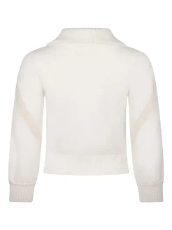 The Little Tailor Kids Cream Zip Neck Relaxed Fit Ski Christmas Jumper