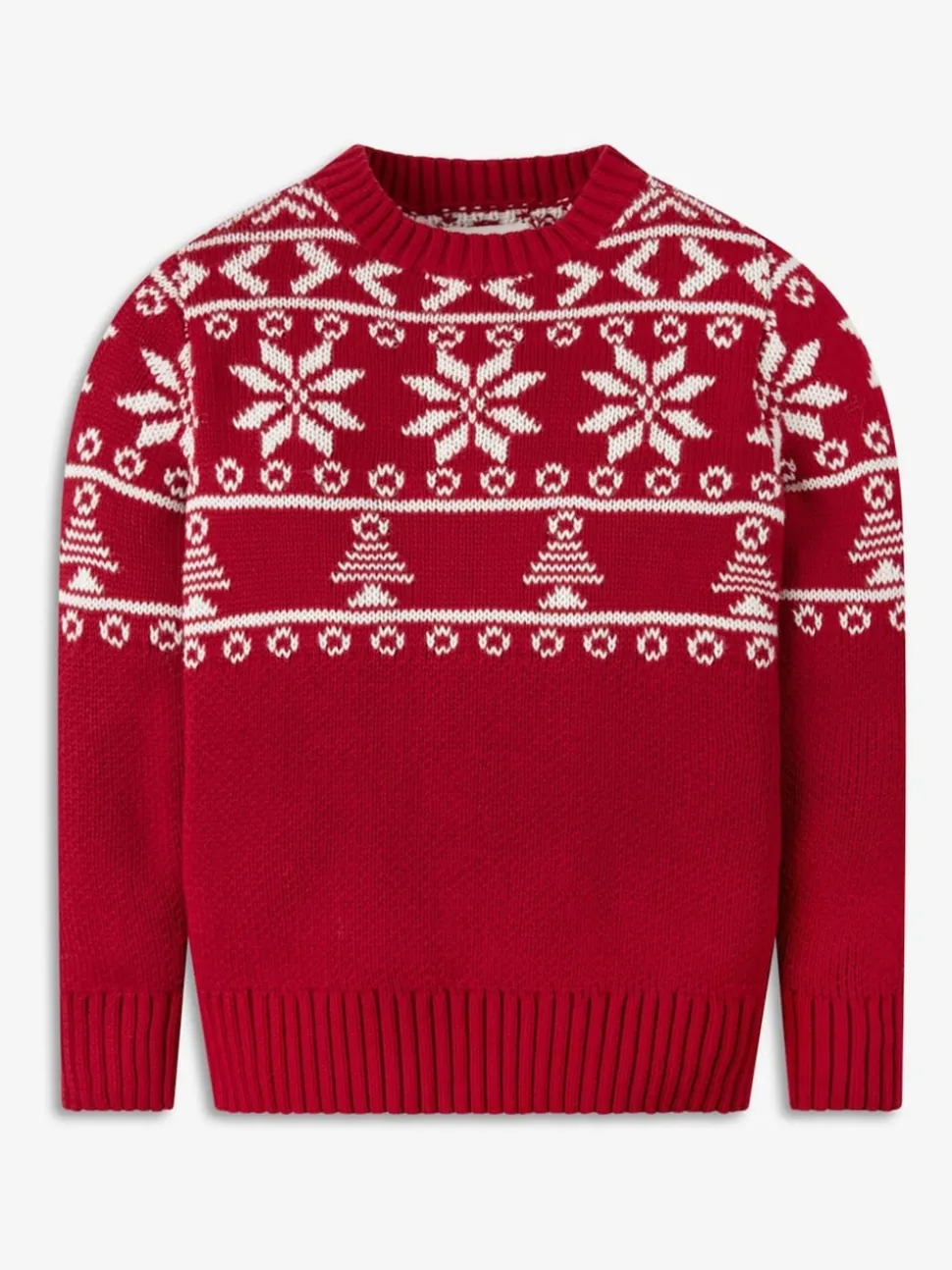 The Little Tailor Kids Red Christmas Half Fairisle Cotton Jumper