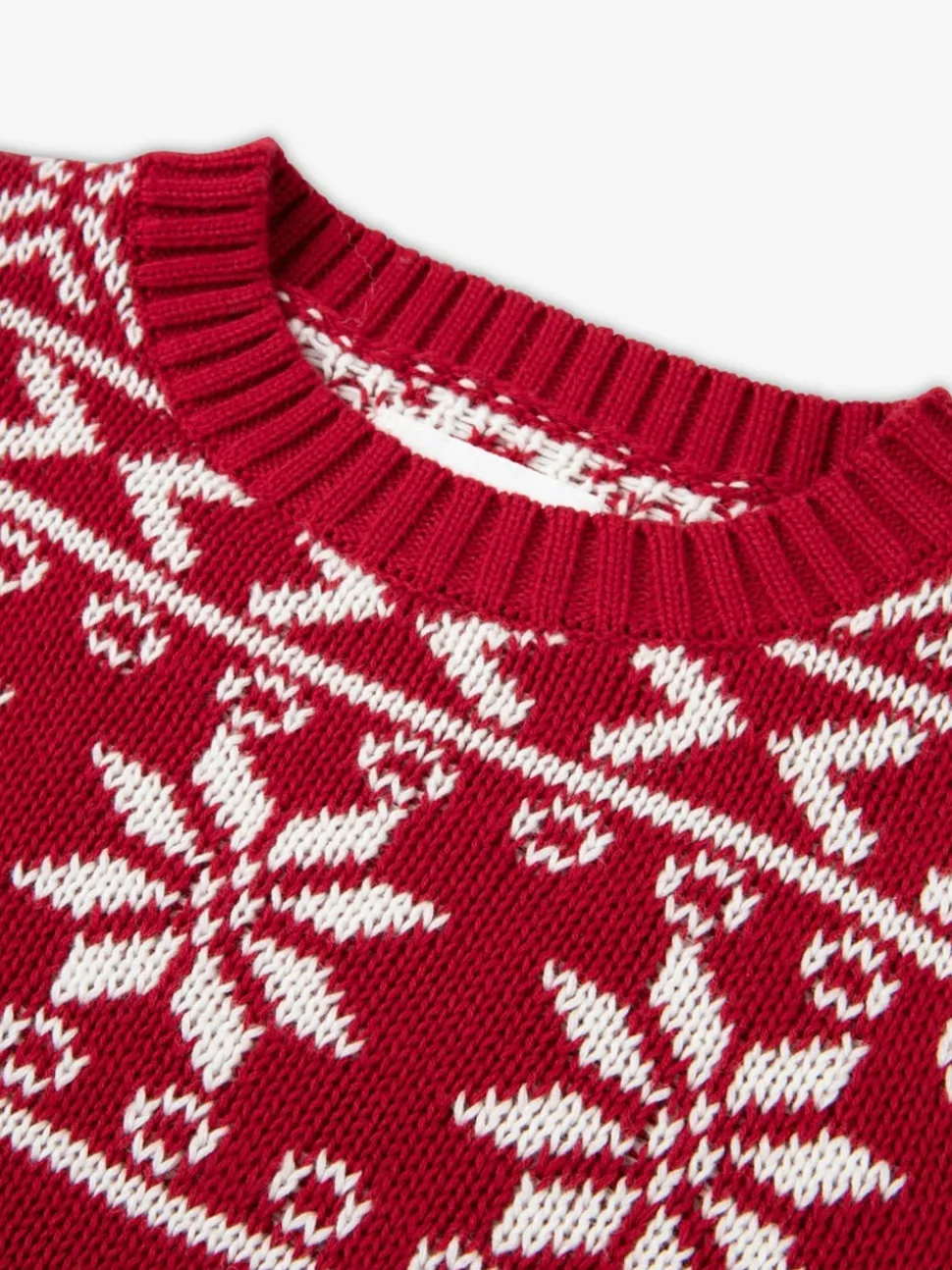 The Little Tailor Kids Red Christmas Half Fairisle Cotton Jumper