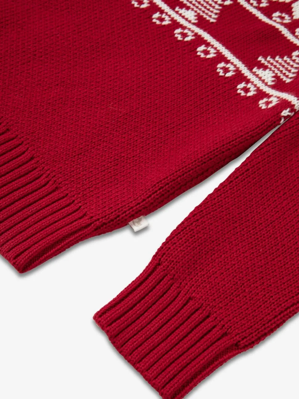The Little Tailor Kids Red Christmas Half Fairisle Cotton Jumper