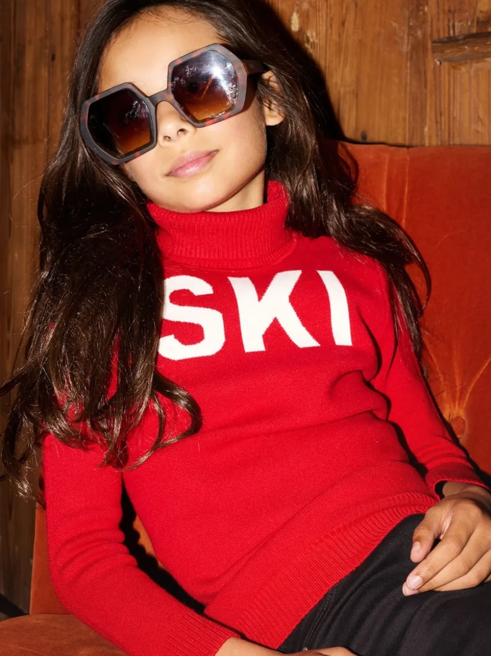 The Little Tailor Kids Ski Text Christmas Jumper