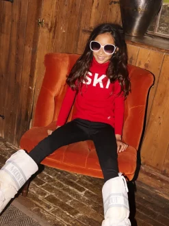 The Little Tailor Kids Ski Text Christmas Jumper