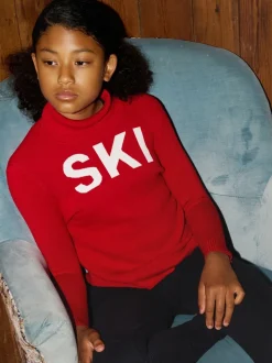 The Little Tailor Kids Ski Text Christmas Jumper