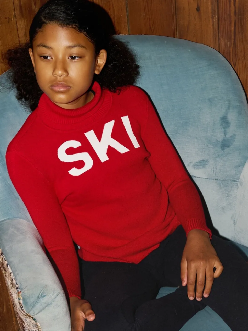 The Little Tailor Kids Ski Text Christmas Jumper