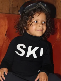 The Little Tailor Kids Ski Text Christmas Jumper