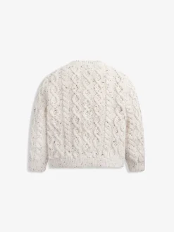 The Little Tailor Natural Fisherman Cable Knit Cotton Baby Cardigan