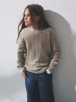 The Set 2 Pack Cable Knit Jumpers Pink/Brown