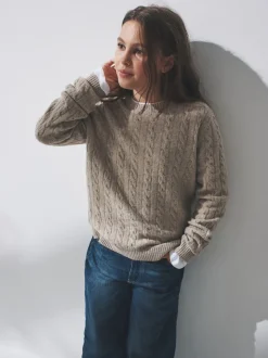 The Set 2 Pack Cable Knit Jumpers Pink/Brown