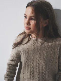 The Set 2 Pack Cable Knit Jumpers Pink/Brown