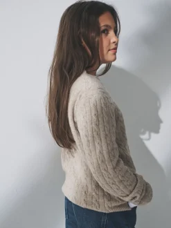 The Set 2 Pack Cable Knit Jumpers Pink/Brown
