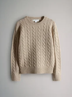 The Set 2 Pack Cable Knit Jumpers Pink/Brown