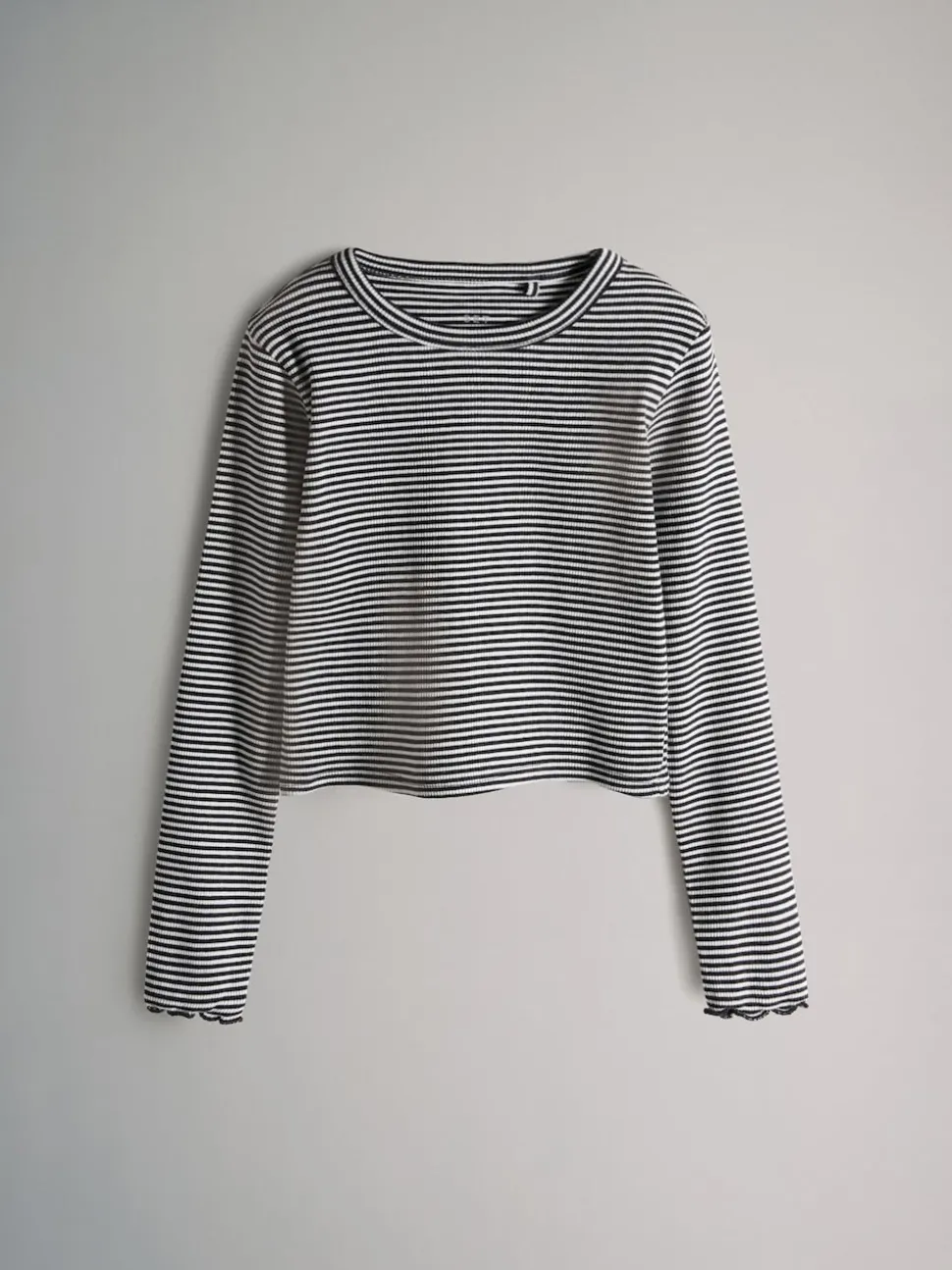 The Set 7 Pack Cotton Rib Long Sleeve Cropped T-Shirts Black/Brown/Grey Marl/Cream