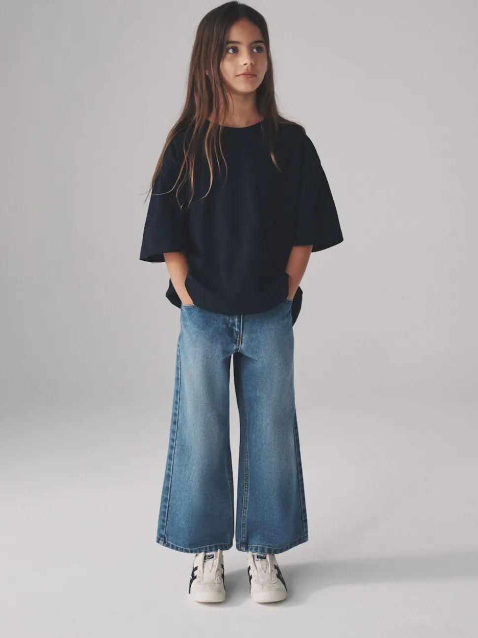 The Set 4 Pack Cropped Oversized Short Sleeve Cotton T-Shirts Navy/Animal/Blue/White
