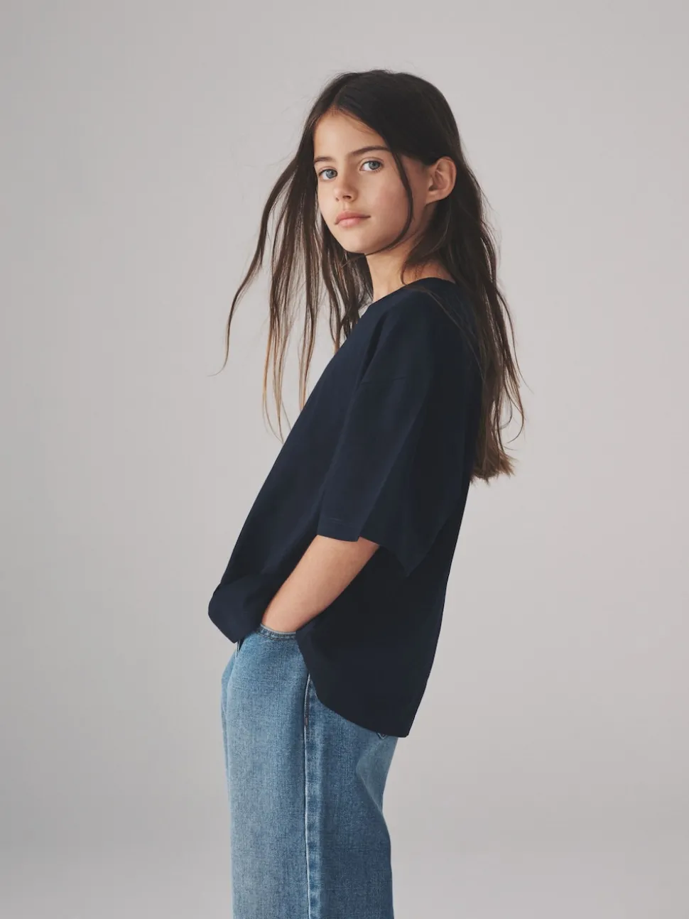 The Set 4 Pack Cropped Oversized Short Sleeve Cotton T-Shirts Navy/Animal/Blue/White