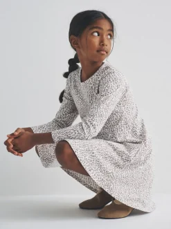The Set 3 Pack Long Sleeve Skater Cotton Dresses Black/Brown/Grey Marl