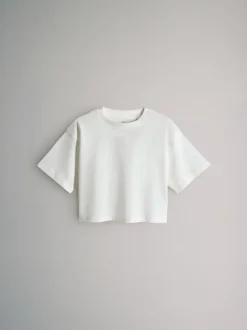 The Set 4 Pack Oversized Cropped Short Sleeve Heavyweight Cotton T-Shirts Navy Blue/Grey/White