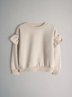 The Set 3 Pack Relaxed Frill Sleeve Sweatshirts Brown/Cream/Stripe