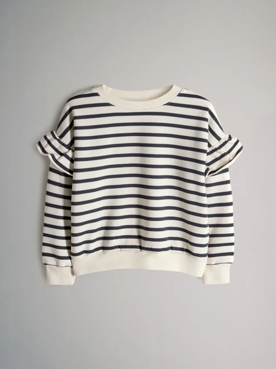 The Set 3 Pack Relaxed Frill Sleeve Sweatshirts Brown/Cream/Stripe