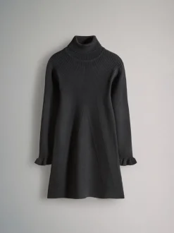 The Set 2 Pack Rib Knit Roll Neck Dresses Black/Pink