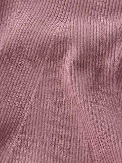 The Set 2 Pack Rib Knit Roll Neck Dresses Black/Pink
