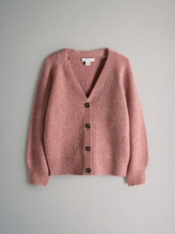 The Set 2 Pack V-Neck Ribbed Knit Cardigans Pink/Cream