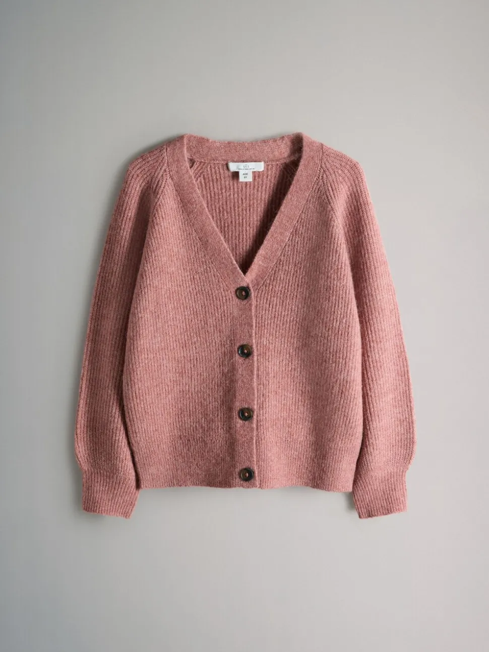 The Set 2 Pack V-Neck Ribbed Knit Cardigans Pink/Cream