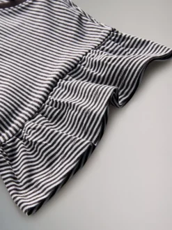 The Set Short Frill Sleeve Drop Waist Jersey Dresses 3 Pack Black/Brown Stripe/Red