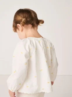 The White Company Lemon Top and Seersucker Stripe White Shorts Set