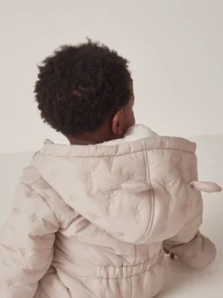 The White Company Natural Star Pebble Quilted Pramsuit