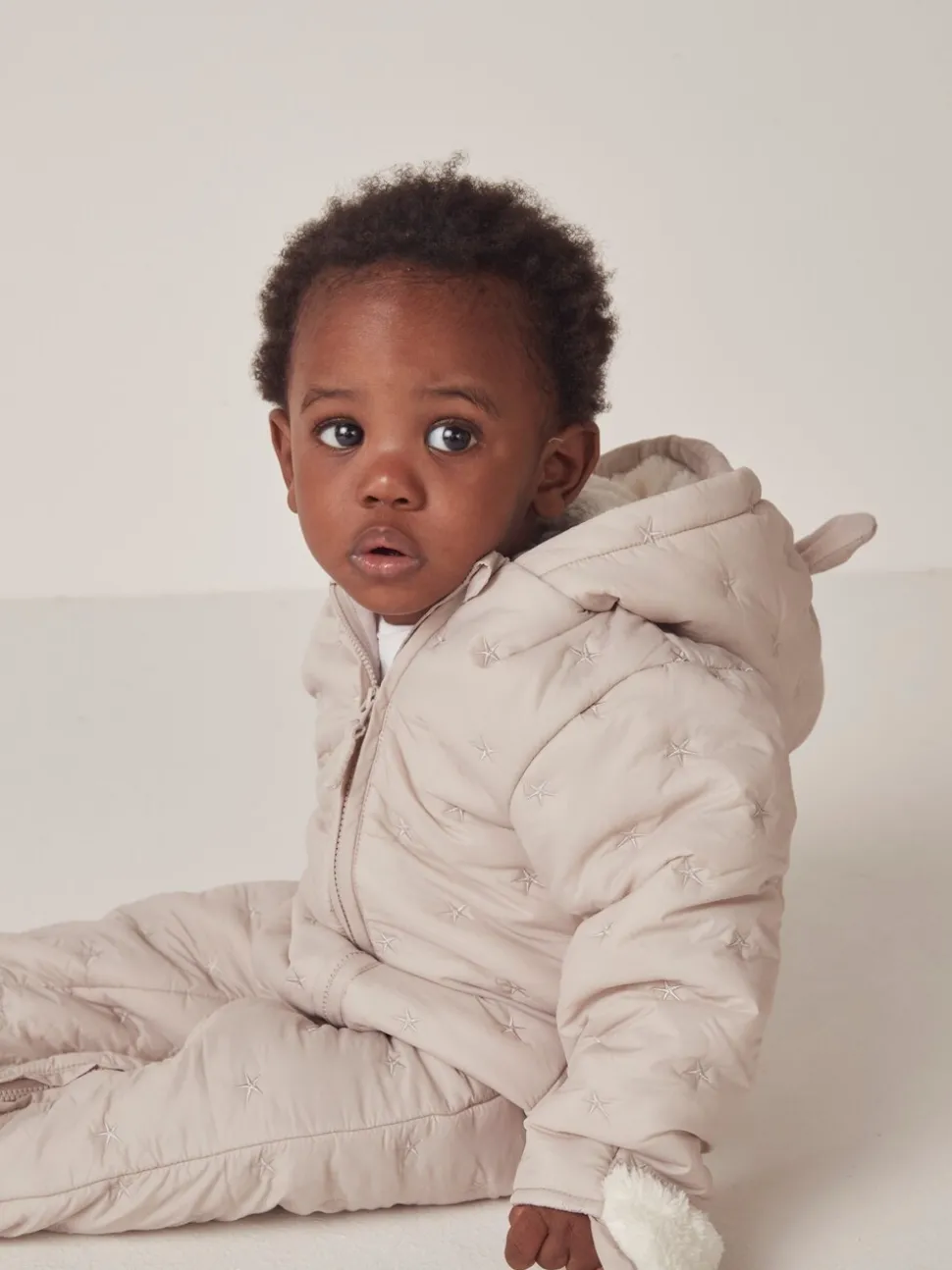 The White Company Natural Star Pebble Quilted Pramsuit
