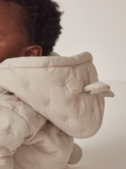 The White Company Natural Star Pebble Quilted Pramsuit