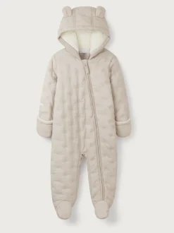 The White Company Natural Star Pebble Quilted Pramsuit