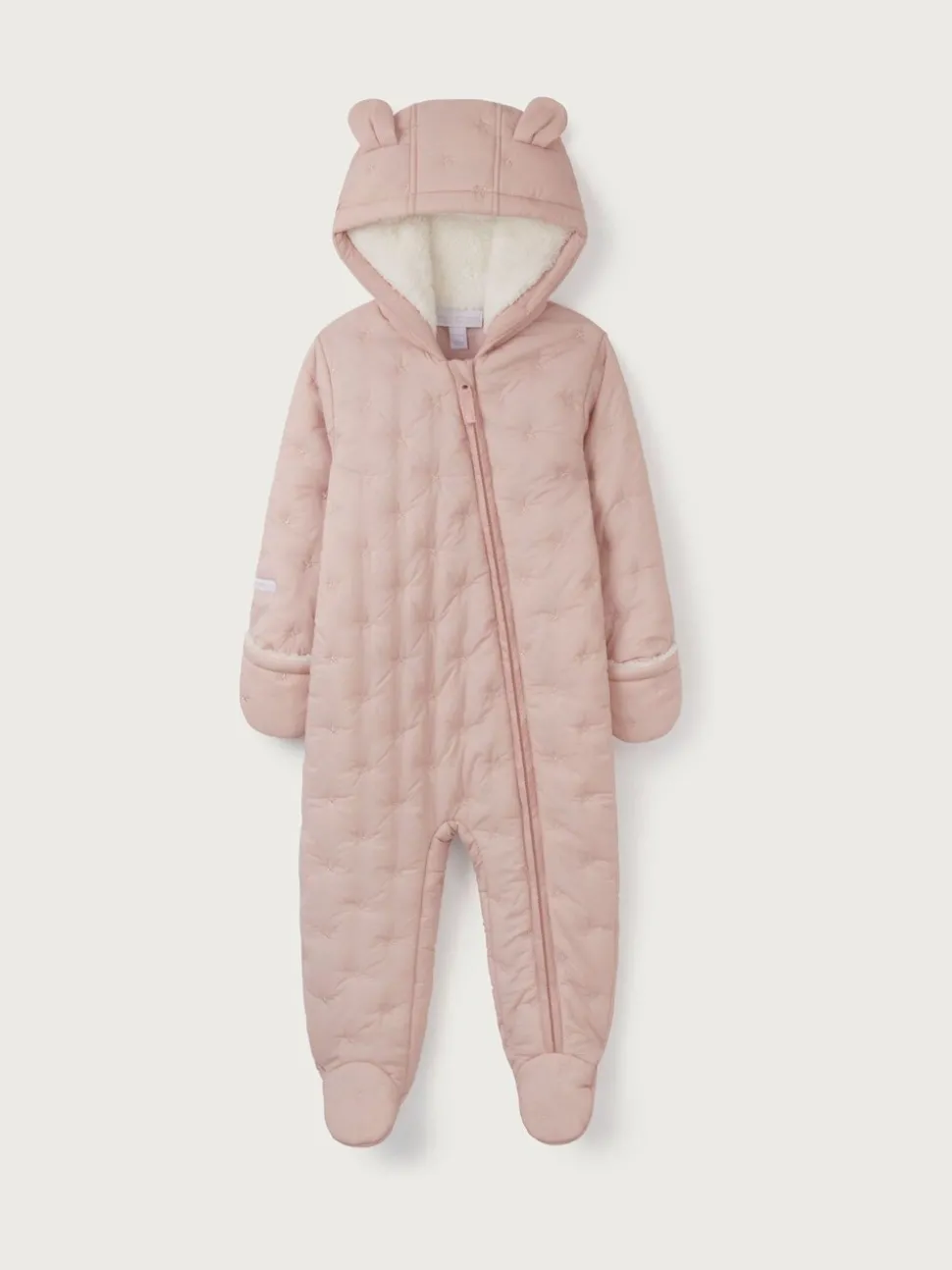 The White Company Pink Star Quilted Pramsuit