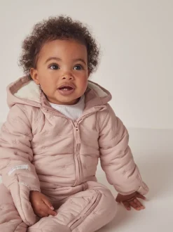 The White Company Pink Star Quilted Pramsuit