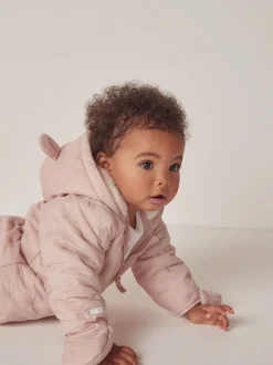 The White Company Pink Star Quilted Pramsuit