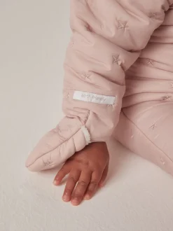 The White Company Pink Star Quilted Pramsuit