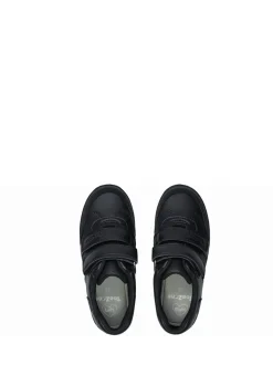 ToeZone Black Twin Strap Love Heart School Shoes